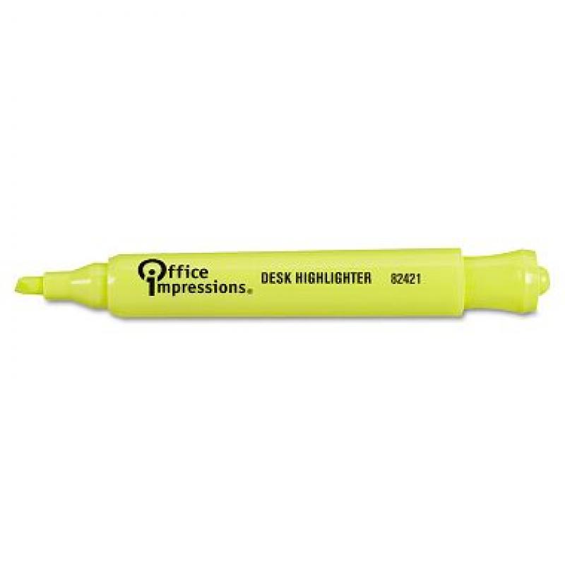 Office Impressions - Desk Highlighter, Chisel Tip, Fluorescent Yellow - 12/Pack (pack of 2)