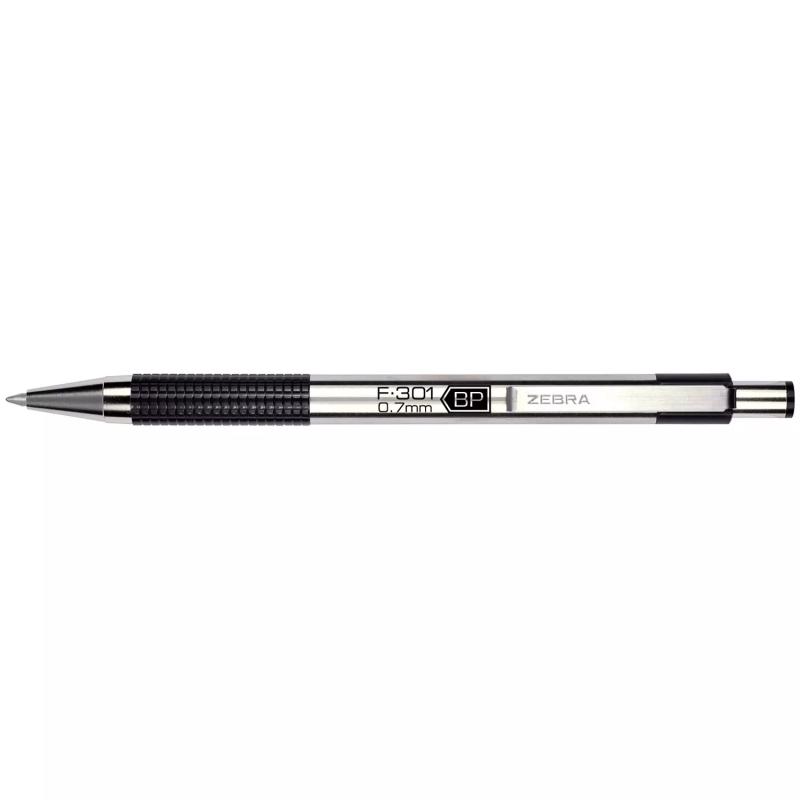 Zebra - F-301 Ballpoint Retractable Pen, Black Ink, Fine - 9 Pens