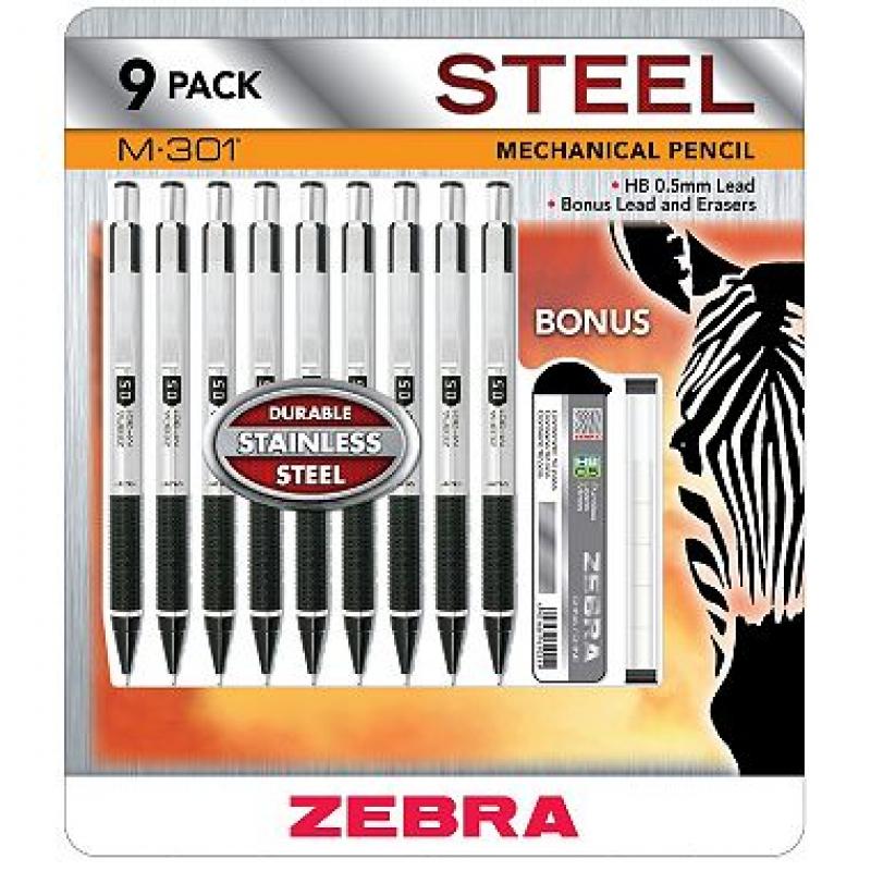 Zebra Pen Mechanical Pencils M301, 9 Pack