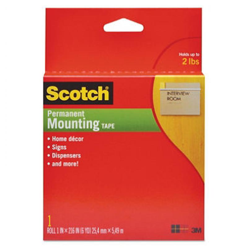 Scotch Foam Mounting Double-Sided Tape, 1" x 216"