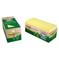 Post-it Greener Recycled Notes, 3 x 3, 75 Sheet Pads, 24 Pads, Canary Yellow