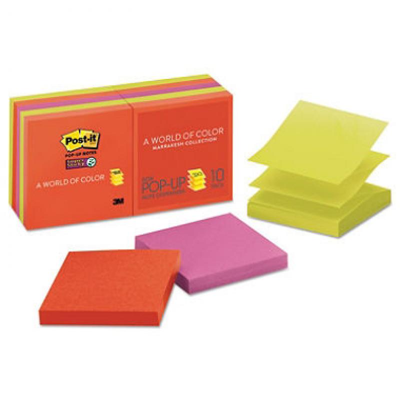 Post-it Pop-up Notes Super Sticky Refill, 3 x 3, 90 Sheet Pads, 10 Pads, 900 Total Sheets, Marrakesh Collection