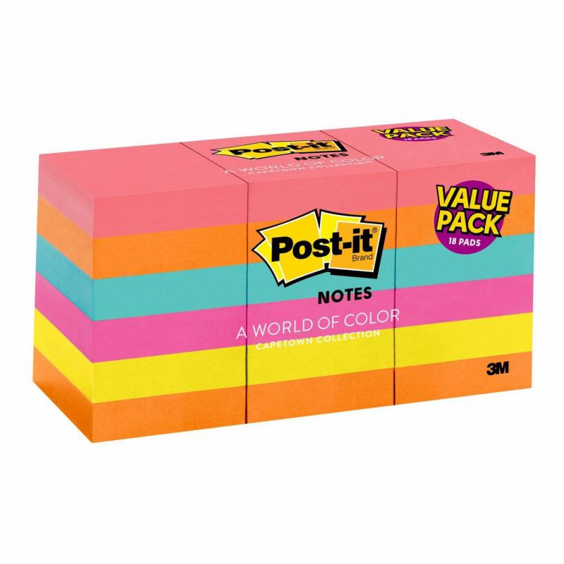Post-it Notes, 1 3/8" x 1 7/8", Jaipur Collection, 18 Pads, 1,800 Total Sheets
