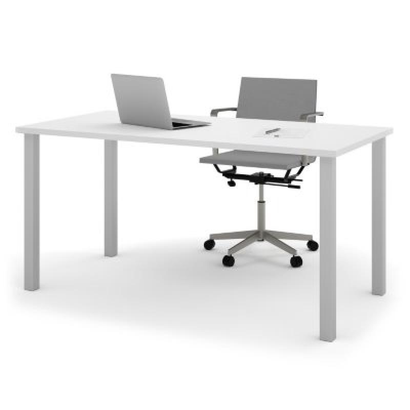 Bestar 30" x 60" Table with Square Metal Legs, Select Color white