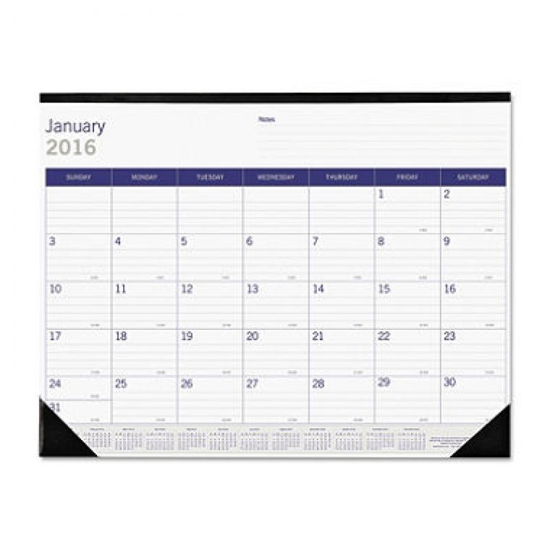 Blueline - Blueline DuraGlobe Monthly Desk Pad Calendar, 22 x 17 - 2016