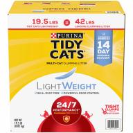 Purina Tidy Cats Light Weight, Low Dust, Clumping Cat Litter 24/7 Performance Multi Cat Litter - 19.5 lb. Box