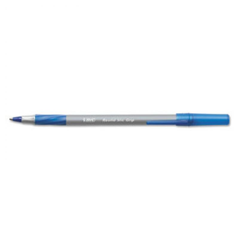 BIC® Round Stic Grip Xtra Comfort Ballpoint Pen, 1.2mm, Medium, Blue, 12pk.