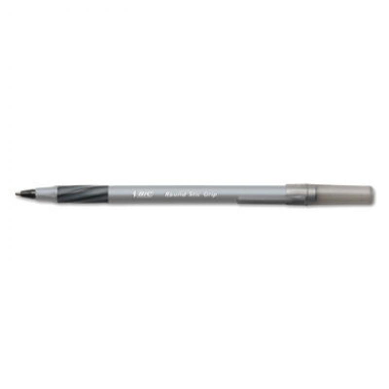 BIC® Round Stic Grip Xtra Comfort Ballpoint Pen, 1.2mm, Medium, Black, 12pk.