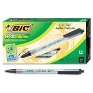 BIC® Ecolutions Clic Stic Retractable Ballpoint Pen, 1mm, Medium, Black, 12pk.