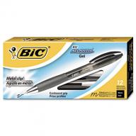 BIC® Atlantis Retractable Gel Pen, .7mm, Medium, Black, 12pk.