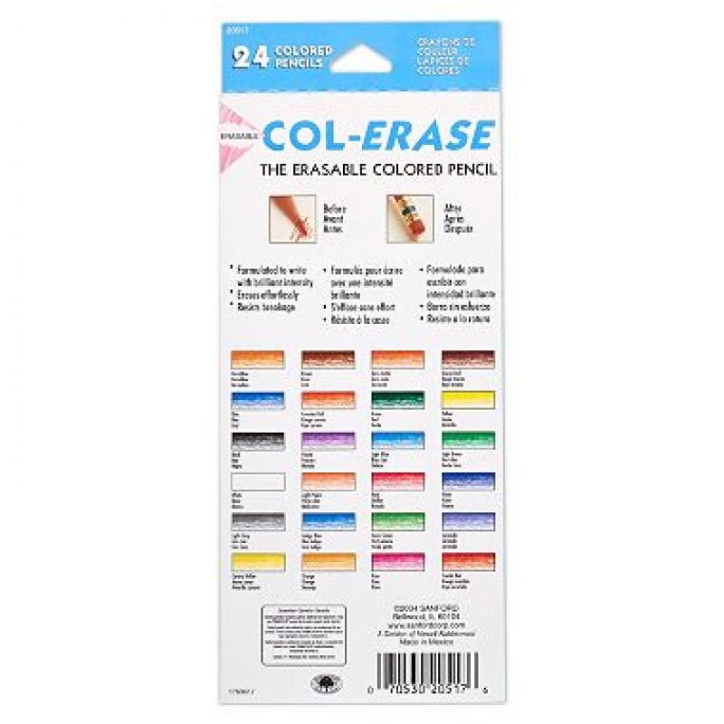 Prismacolor Col-Erase Colored Woodcase Pencils with Eraser - 24 Pencils
