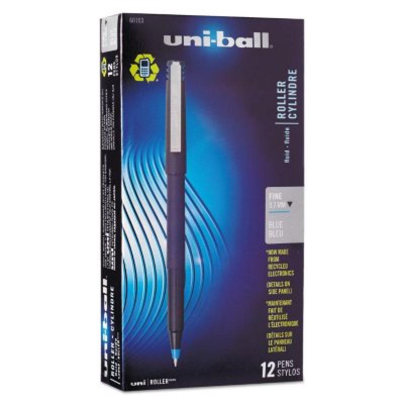 uni-ball Roller Ball Dye-Based Stick Pens, Select Color (Fine, 12 ct.) blue