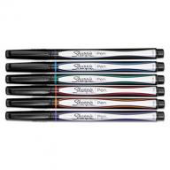 Sharpie - Plastic Point Stick Permanent Water Resistant Pen, Assorted, Fine - 6 Pens