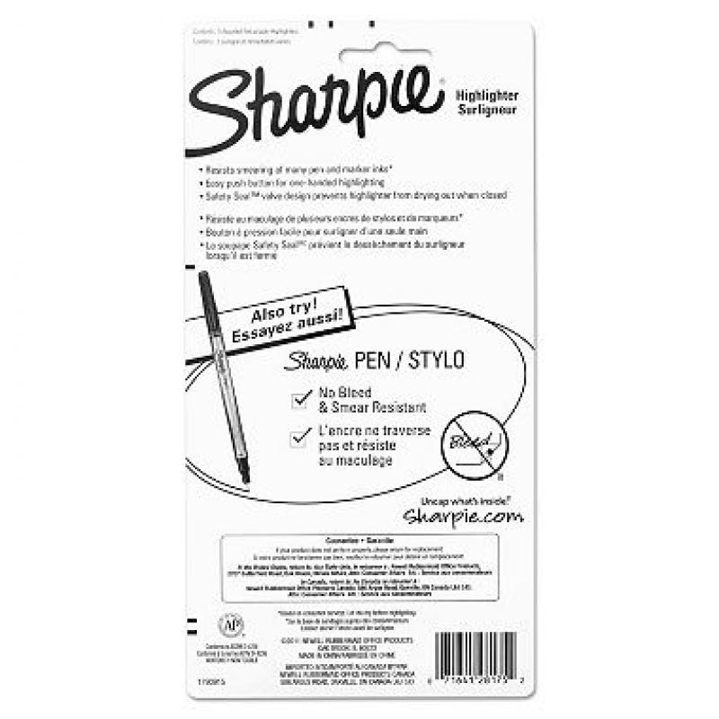 Sharpie - Retractable Highlighters, Chisel Tip, Assorted Fluorescent Colors - 5/Set