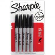 Sharpie - Permanent Marker, Fine, Black - 5 Count