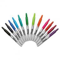 Sharpie - Retractable Permanent Markers, Fine Point, Assorted - 12 per Pack