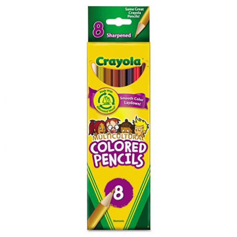 Crayola Multicultural Colored Woodcase Pencils, 3.3 mm, Assorted Colors - 8 Pencils