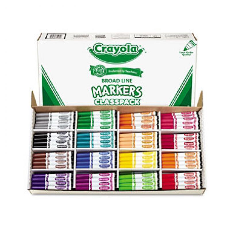 Crayola Classpack Non-Washable Broad Point Markers, 16 Colors, 256 Total Markers