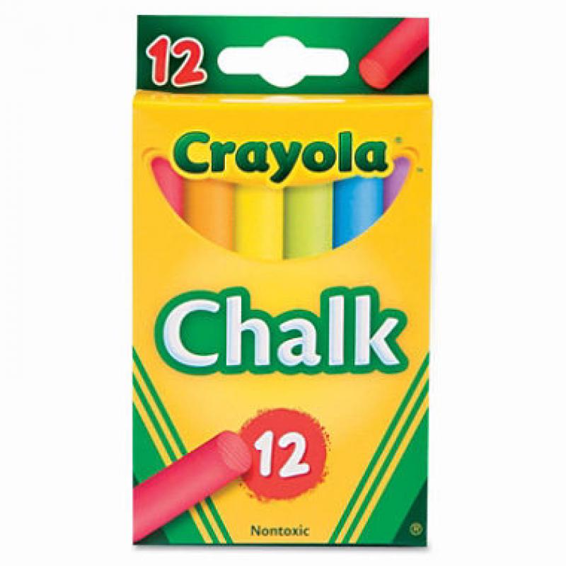 Crayola - Nontoxic Chalk, Assorted Colors, 12 Sticks per Box (pack of 8)