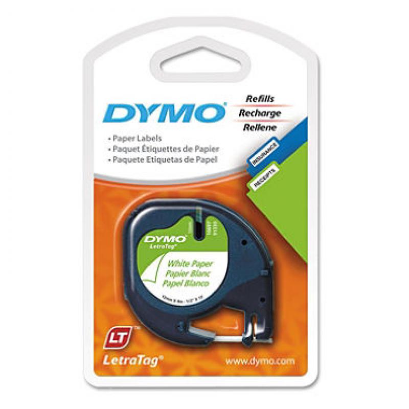 DYMO LetraTag - 10697 Paper Label Tape, 1/2", White - 2 Pack