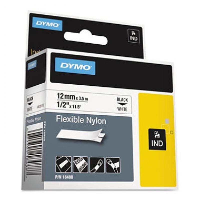 DYMO - Rhino Flexible Nylon Industrial Label Tape Cassette, 1/2in x 11-1/2 ft. - White