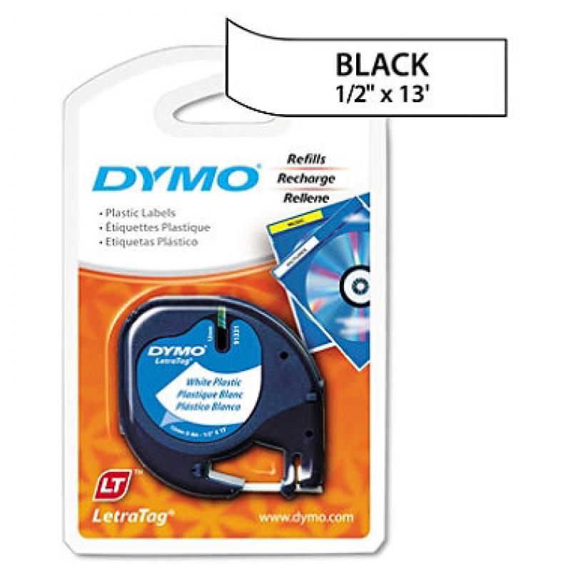 DYMO LetraTag - 91331 Plastic Label Tape, 1/2", White