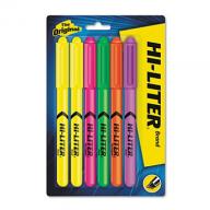 HI-LITER - Fluorescent Pen Style Highlighter, Chisel Tip - 6/Set