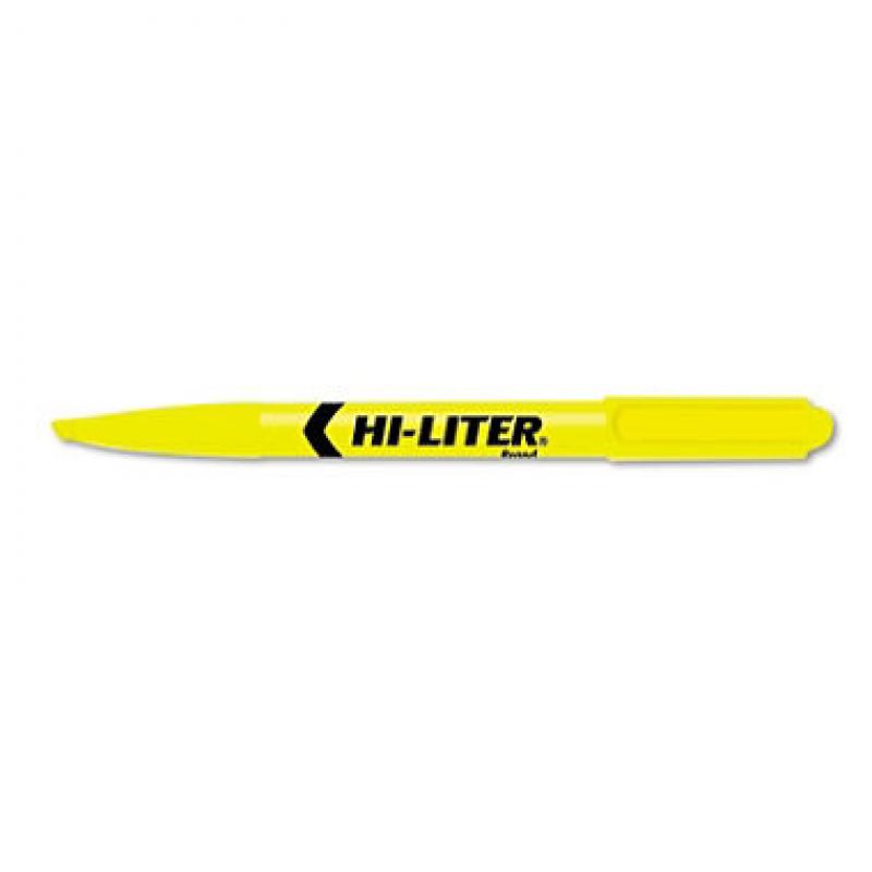 HI-LITER - Pen Style Highlighter, Chisel Tip, Fluorescent Yellow Ink - 12/Pack