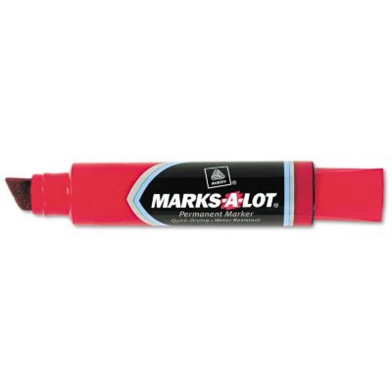 Marks-A-Lot Permanent Jumbo Marker, Red (Chisel Tip)