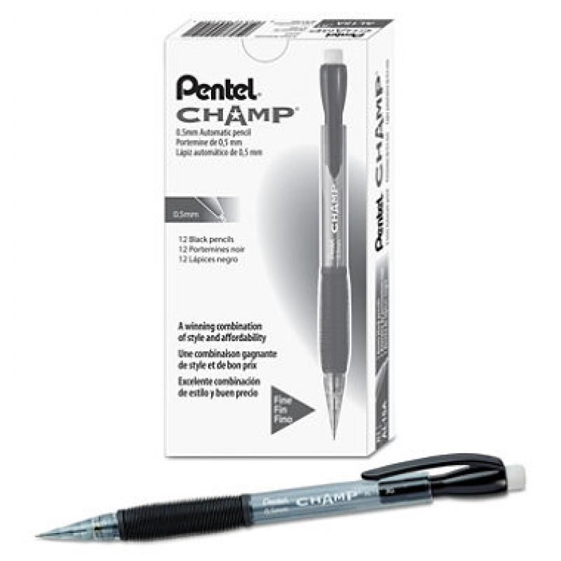 Pentel - Champ Mechanical Pencil, 0.5 mm, Translucent Gray Barrel - Dozen