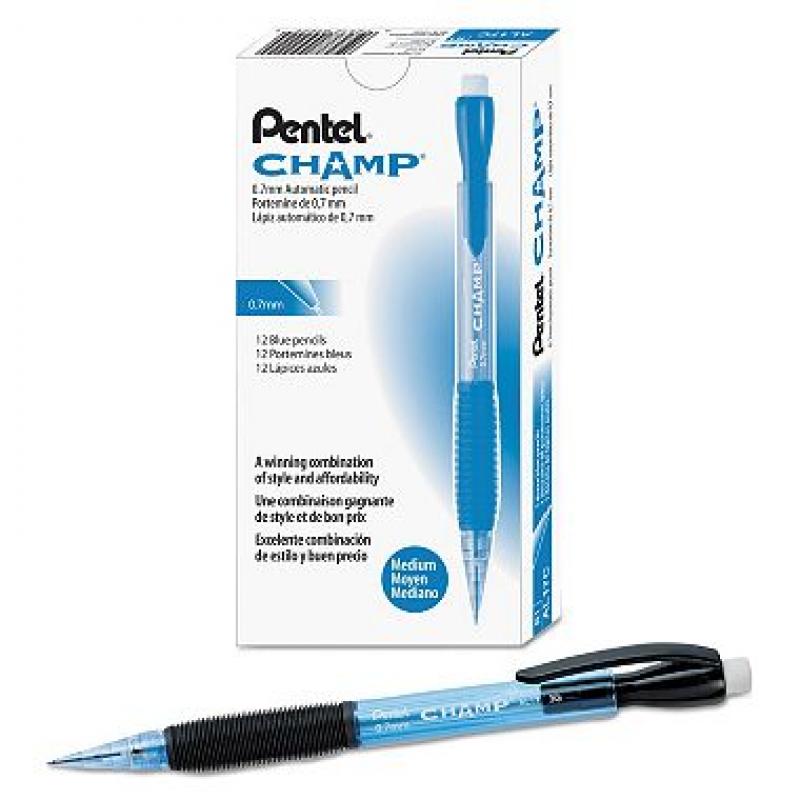 Pentel - Champ Mechanical Pencil, 0.7 mm, Blue Barrel - Dozen