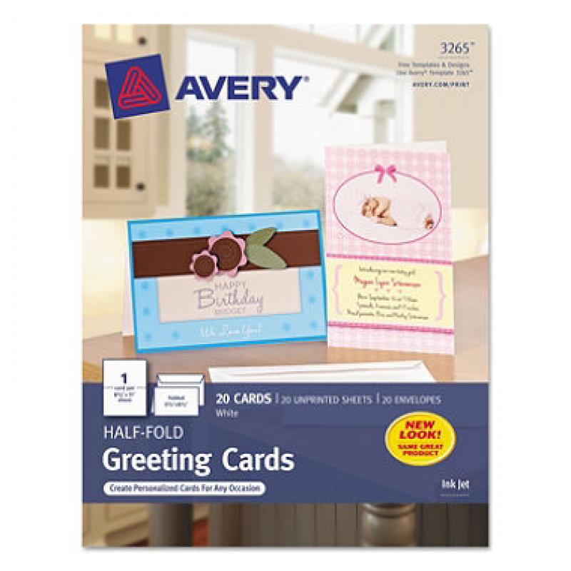 Avery 3265 - Greeting Cards, Inkjet, White - 20 Cards