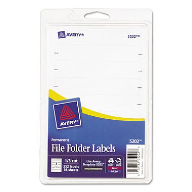 Avery 5202 - Print or Write File Folder Labels, White - 252 Labels