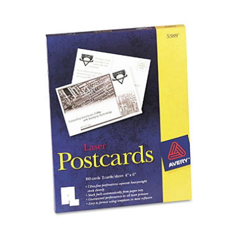 Esselte PoAvery 5389 - Postcards, Laser, 4 x 6", Matte - 100 Cards rtable File Boxes