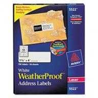 Avery 5522 - Laser WeatherProof Address Labels, 1-1/3 x 4", White - 700 Labels
