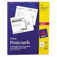 Avery - Postcards for Laser Printers, 4-1/4 x 5-1/2, White, 4/Sheet - 200/Box