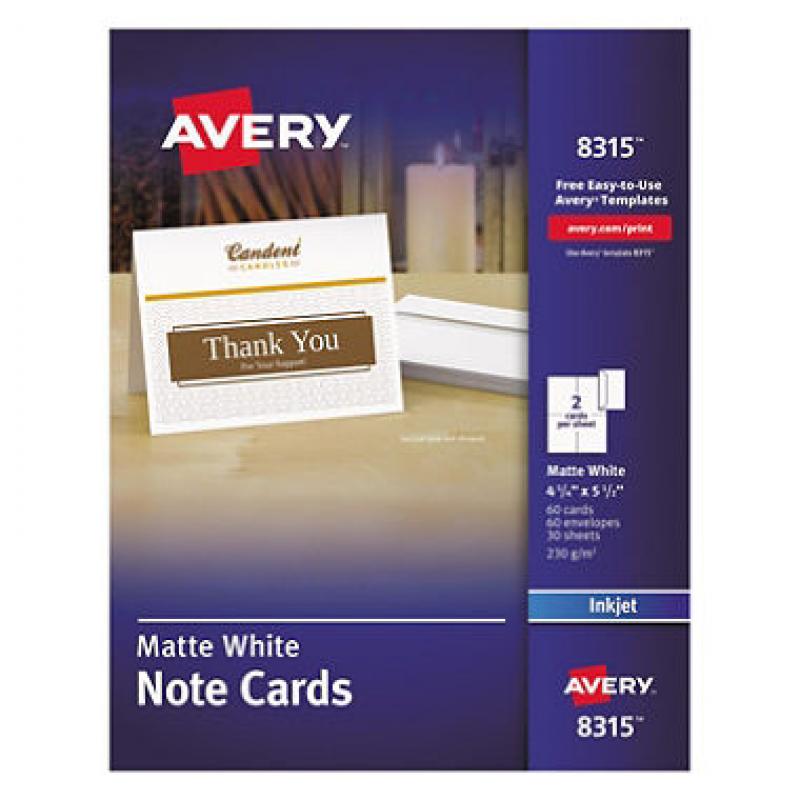 Avery - 8315 or 8317 - Note Cards, Inkjet, White or Ivory - 60 Cards