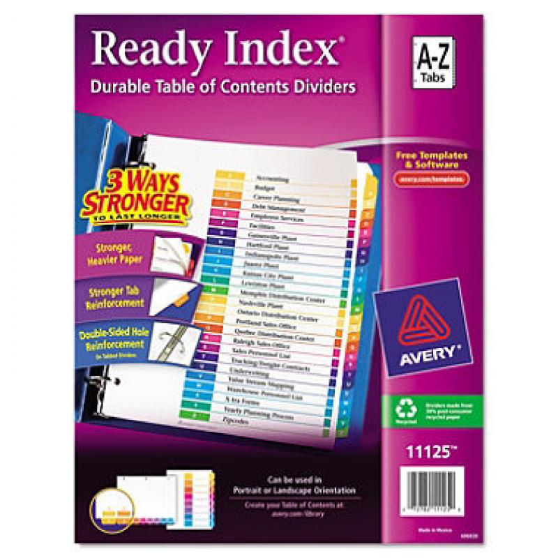 Avery 11125 - Ready Index Table of Contents Dividers - A to Z