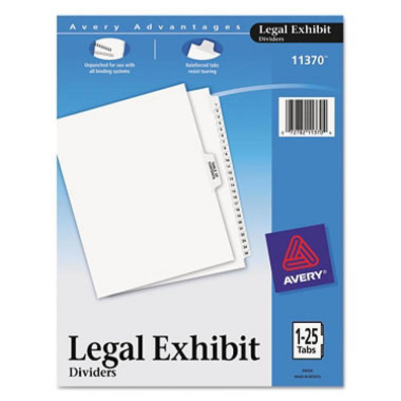 Avery Style Legal Side Tab Divider, Letter Size, Numbered, White