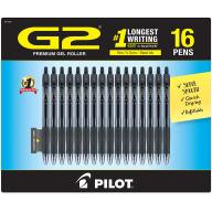 Pilot G2 Retractable Roller Ball Gel Pens, Fine, 16 Count, Black