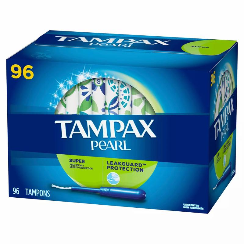 Tampax Pearl Plastic Tampons, Super, Unscented (96 ct.)