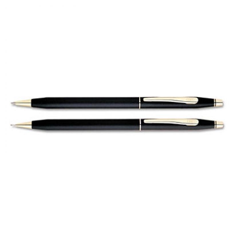 Cross - Classic Century Ballpoint Pen & Pencil Set - Black/23 Kt. Gold Accents