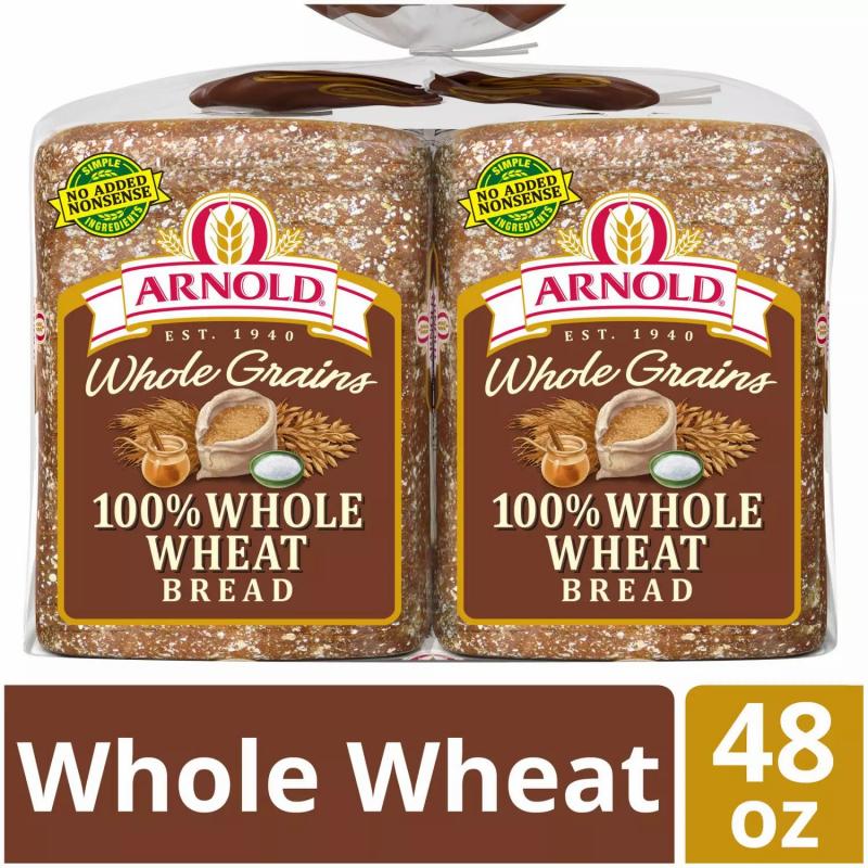 Arnold Whole Grains 100% Whole Wheat Bread (24oz / 2pk)