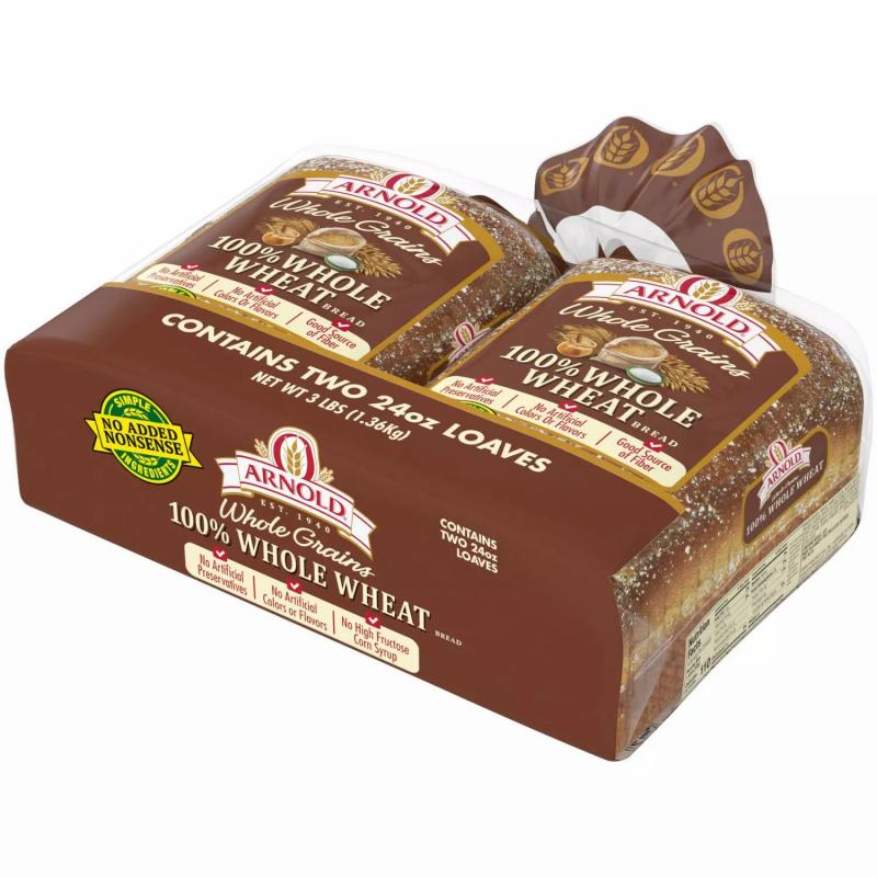 Arnold Whole Grains 100% Whole Wheat Bread (24oz / 2pk)