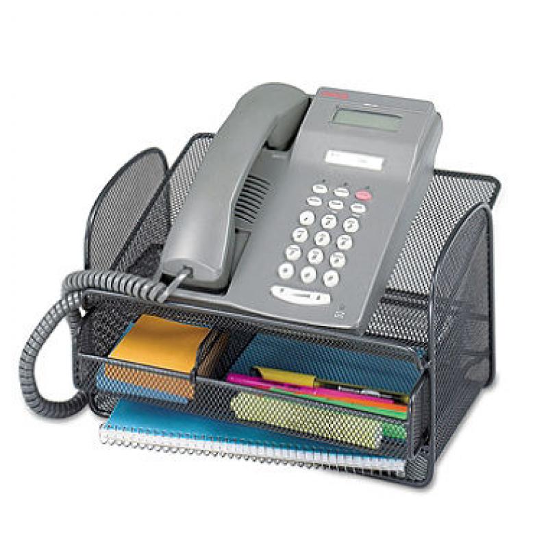 Safco Onyx Angled Mesh Steel Telephone Stand, Black