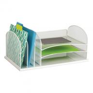 Safco Onyx Mesh Desk Organizer, 3 Horizonal and 3 Vertical Sections, White