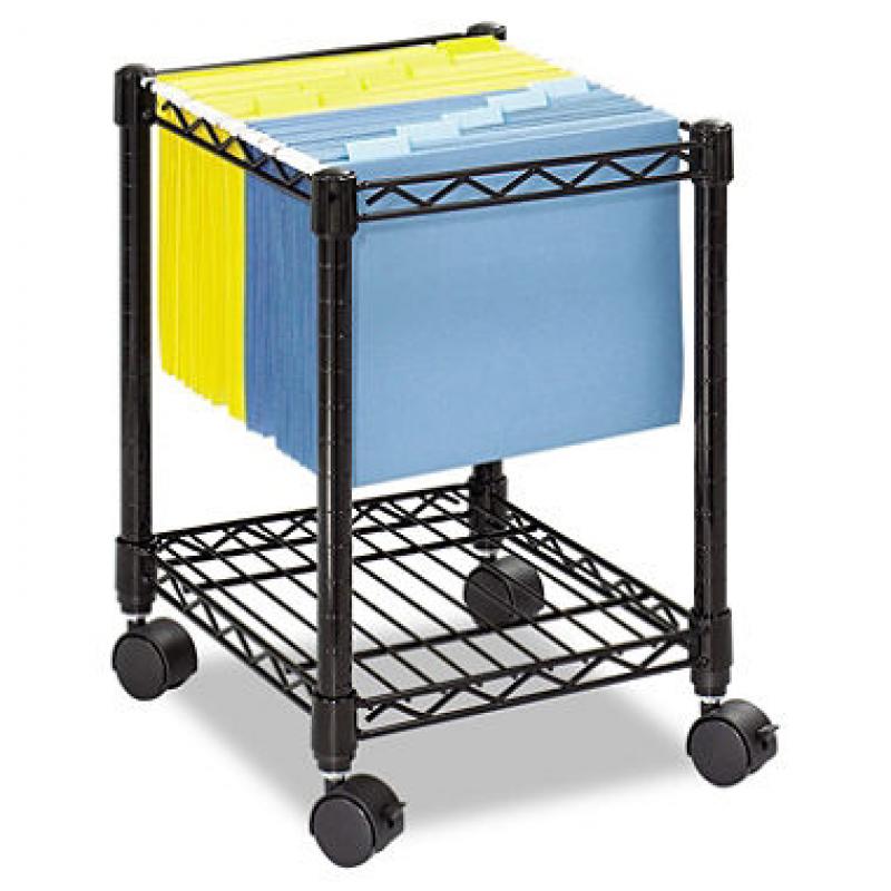 Safco One Shelf Mobile Wire File Cart, Black