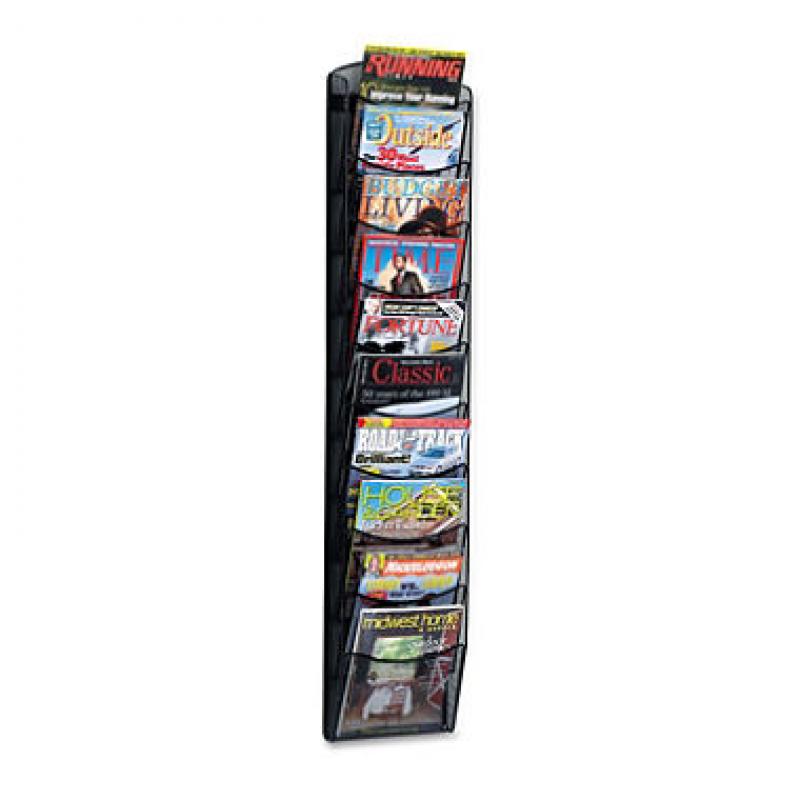 Safco 10-Pocket Mesh Magazine Rack, Black