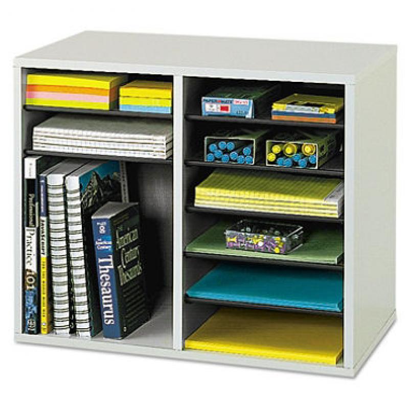 Safco Adjustable 12-Compartment Literature Organizer, Gray