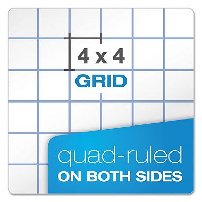 Ampad Double Sheet Quad Pad - Letter - White - 100-Sheet Pad